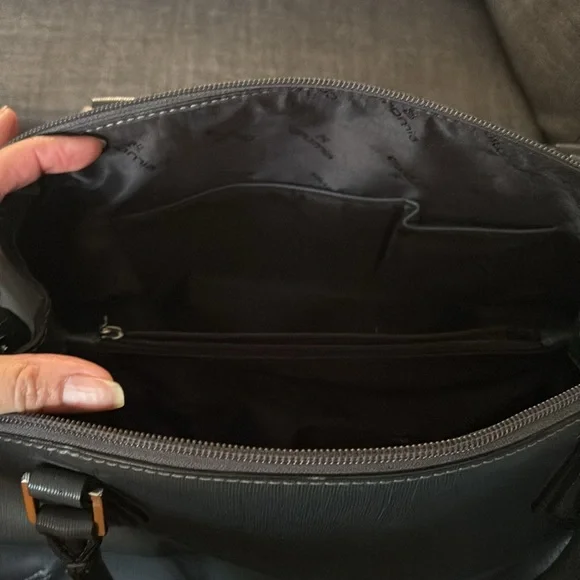 CROMIA Italian Leather Grey Top Handle Satchel Bag - Picture 8 of 10